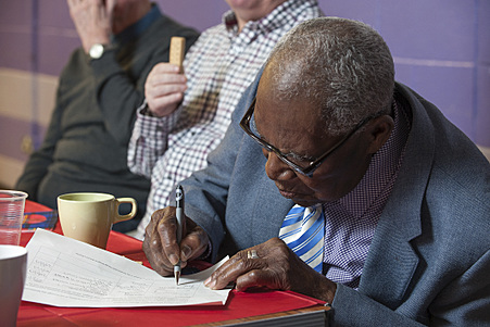 Man filling in a form